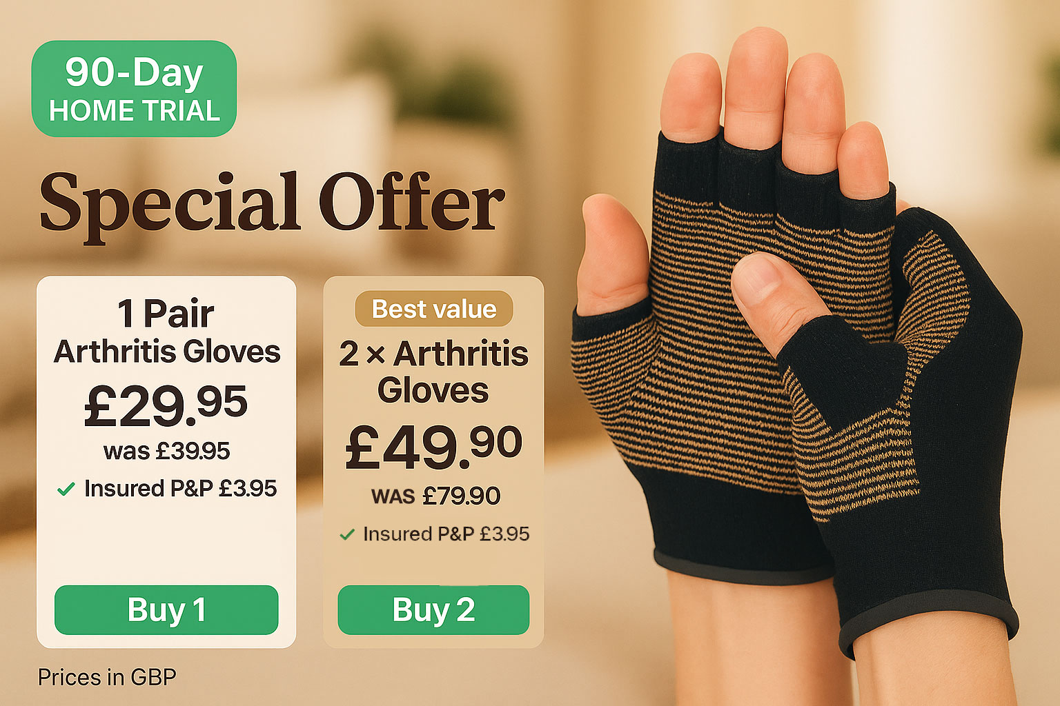 Arthritis Gloves single and twin-pack offer