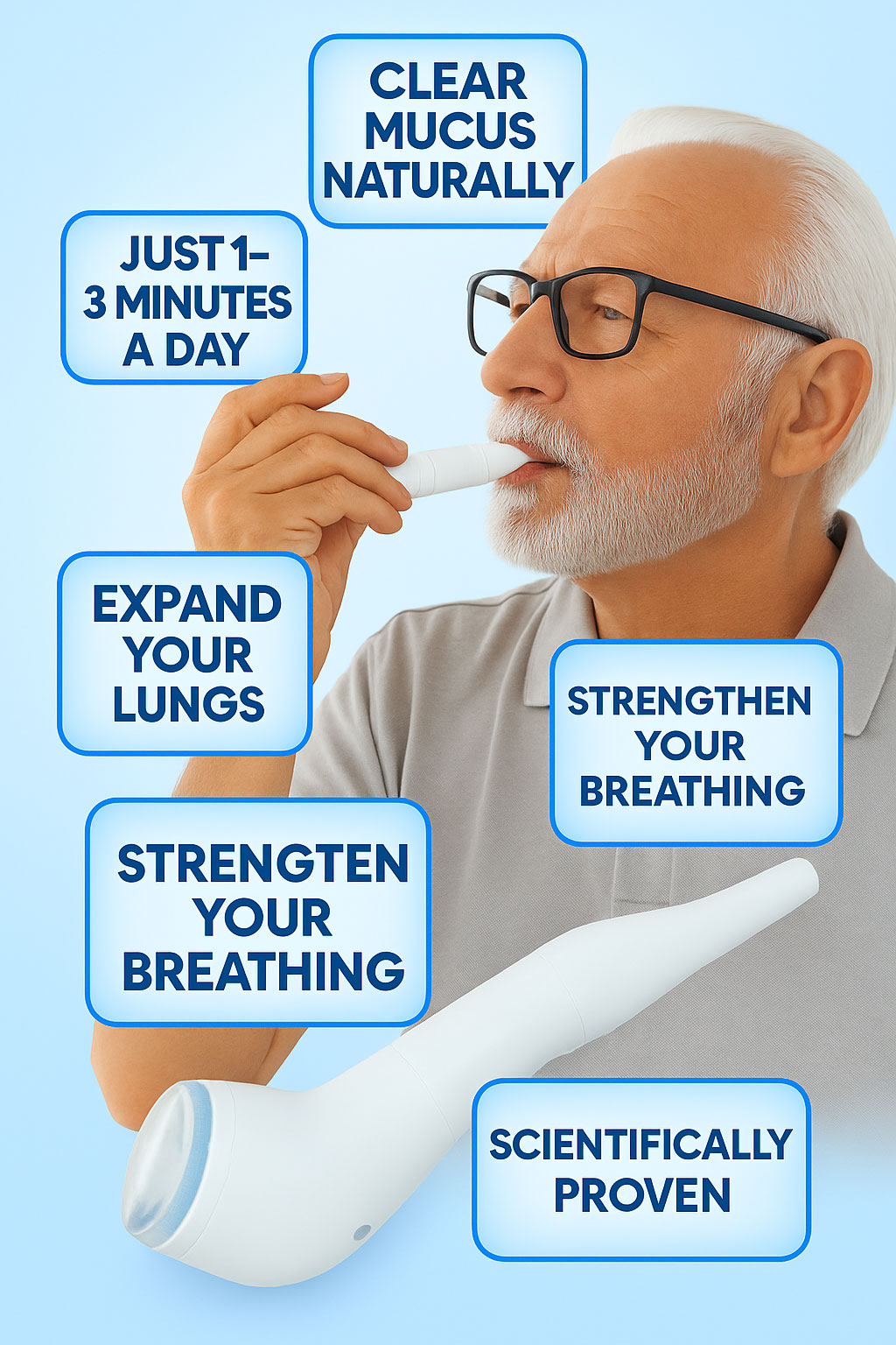 Breathe-Clear handheld breathing device.