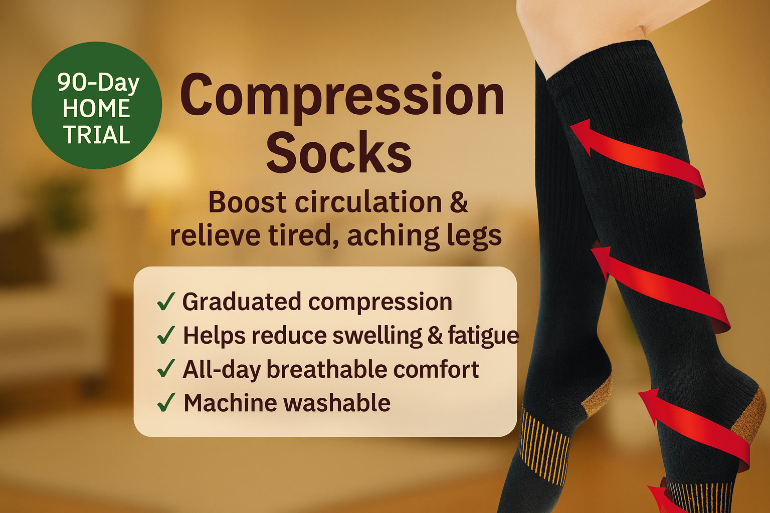 Compression socks being worn